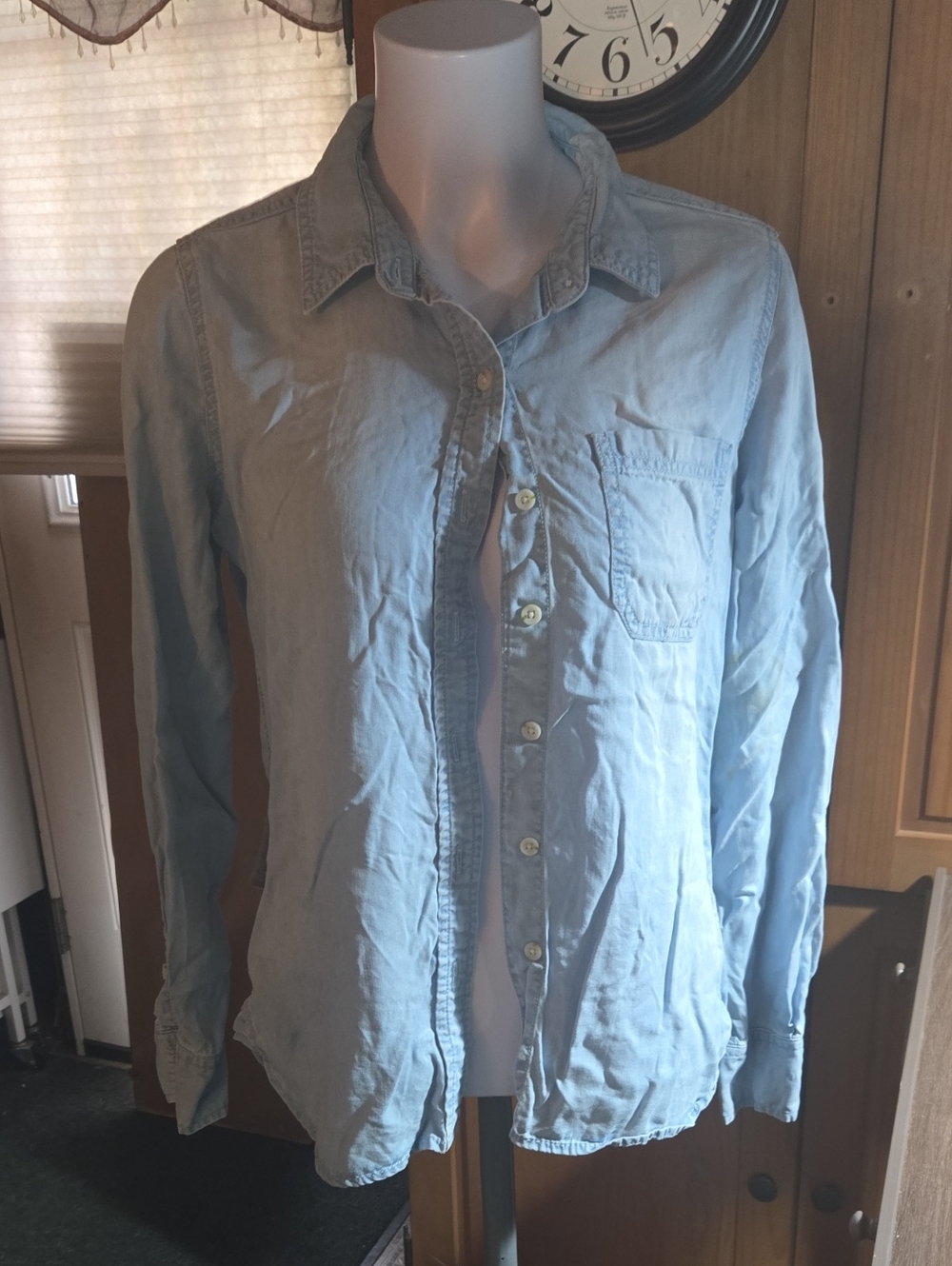 Mossimo Supply Co. Pale Blue Denim Shirt with Label Detail